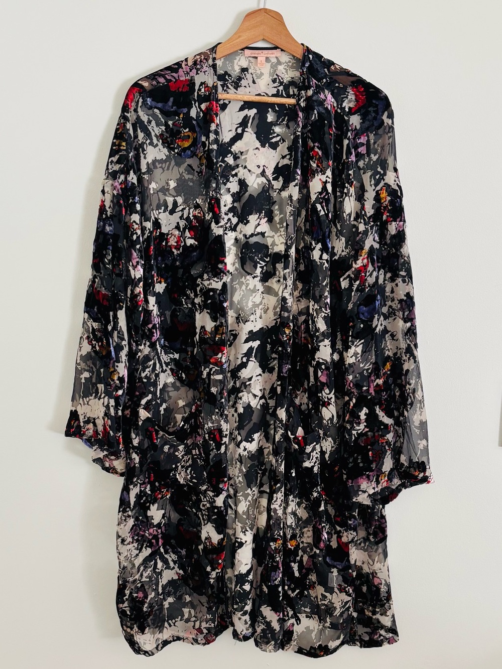 Gibson Latimer Sheer Velvet Burnout Kimono